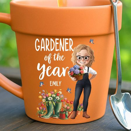 Custom Plant Pot Ceramic Mug - Personalized Garden Gifts For Gardeners - Plant Parent Vibes - Flower Pot Mug